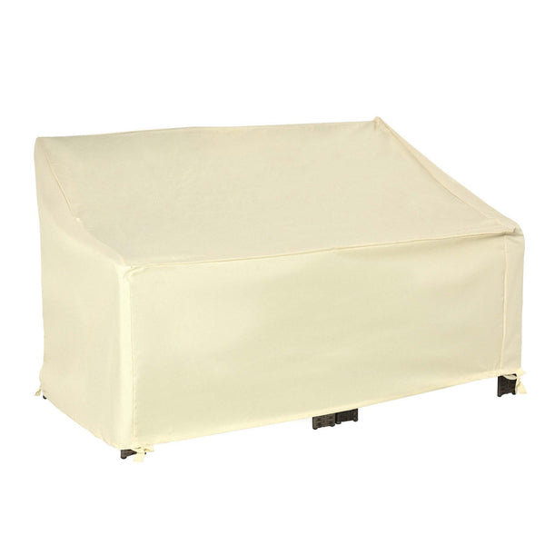 Capa Protetora para Banco 2 Lugares Capa Protetora de Móveis Impermeável Exterior Jardim Proteção contra Chuva e Sol 140x84x56/94cm Creme