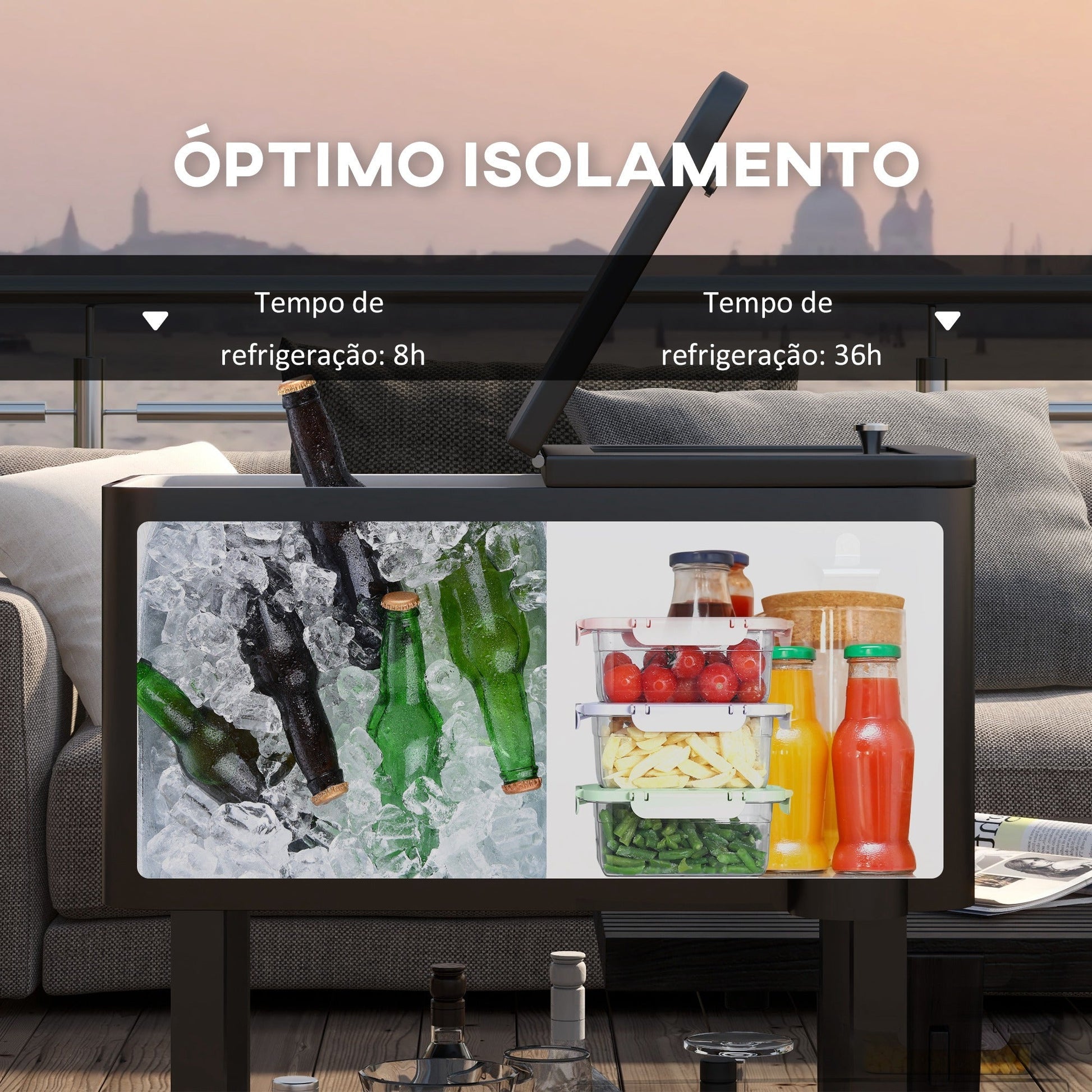 Outsunny Carrinho Refrigerador de Bebidas de 56L Carrinho Refrigerador com Rodas Abridor de Garrafas e Prateleira para Pátio Festas Terraço Praia 67x35x80 cm Preto - A minha loja