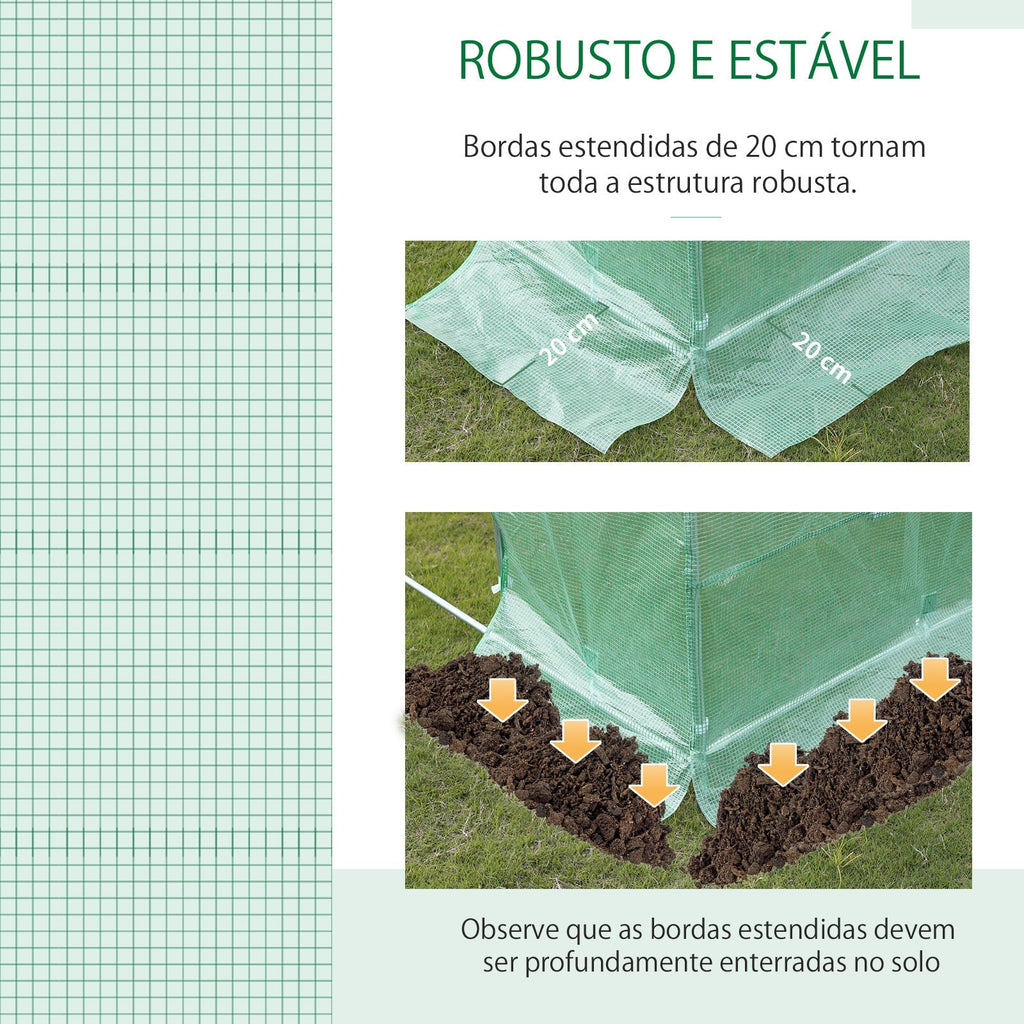 Outsunny Cobertura de Estufa com 6 Janelas e Porta para Jardim Anti - UV e Anti - envelhecimento PE 300x200x200 cm Verde - A minha loja