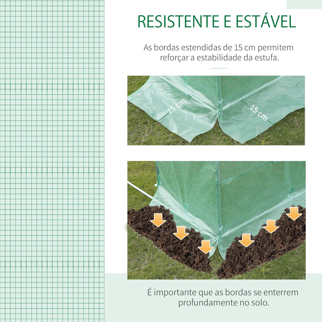 Outsunny Cobertura de Estufa de Túnel 3,5x3x2m Cobertura de Substituição de Estufa Polietileno com 6 Janelas e Portas Enroláveis Proteção de Plantas para Jardim Verde - A minha loja