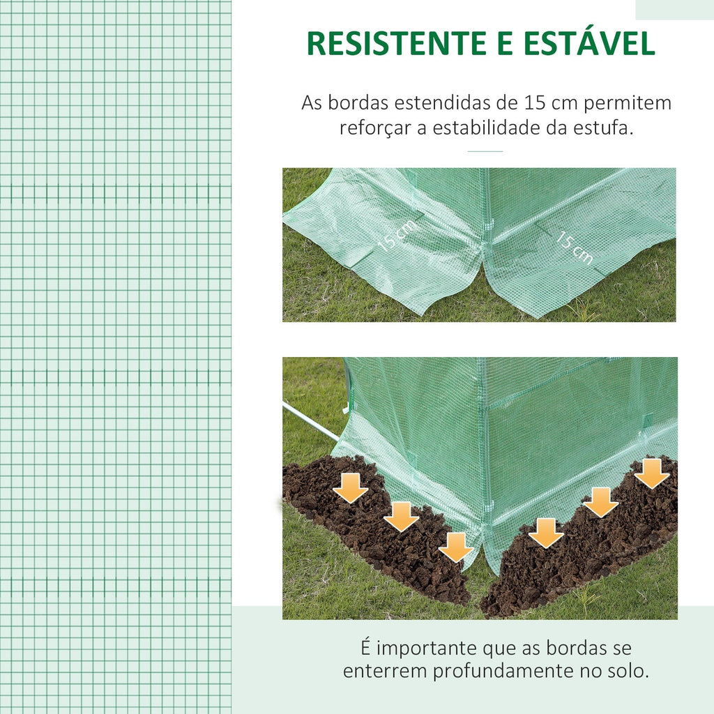 Outsunny Cobertura de Estufa de Túnel 6x3x2m Cobertura de Substituição de Estufa Polietileno com 12 Janelas e Portas Enroláveis Proteção de Plantas para Jardim Verde - A minha loja