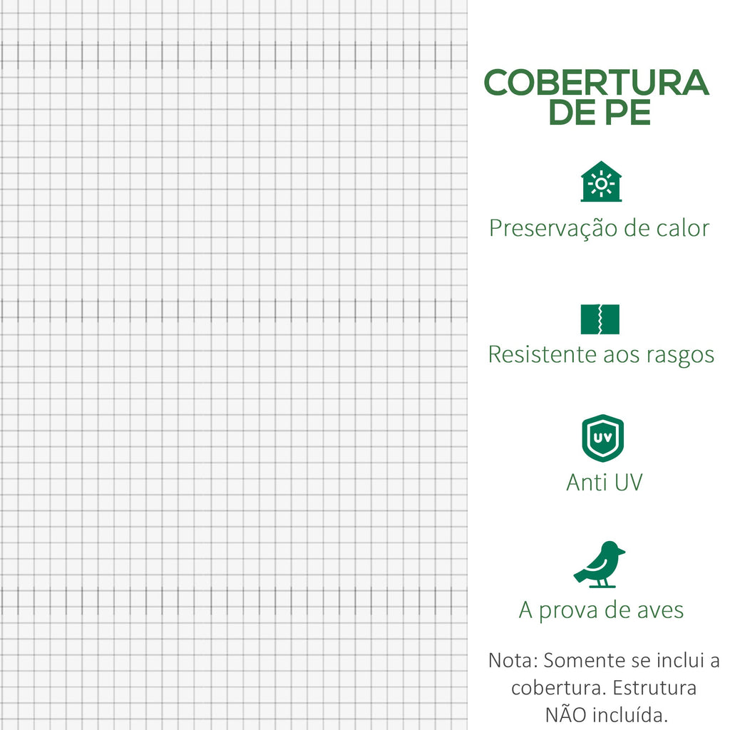 Outsunny Cobertura de Estufa de Túnel 6x3x2m Cobertura de Substituição de Estufa Polietileno com 12 Janelas e Portas Enroláveis Proteção de Plantas para Jardim Verde - A minha loja