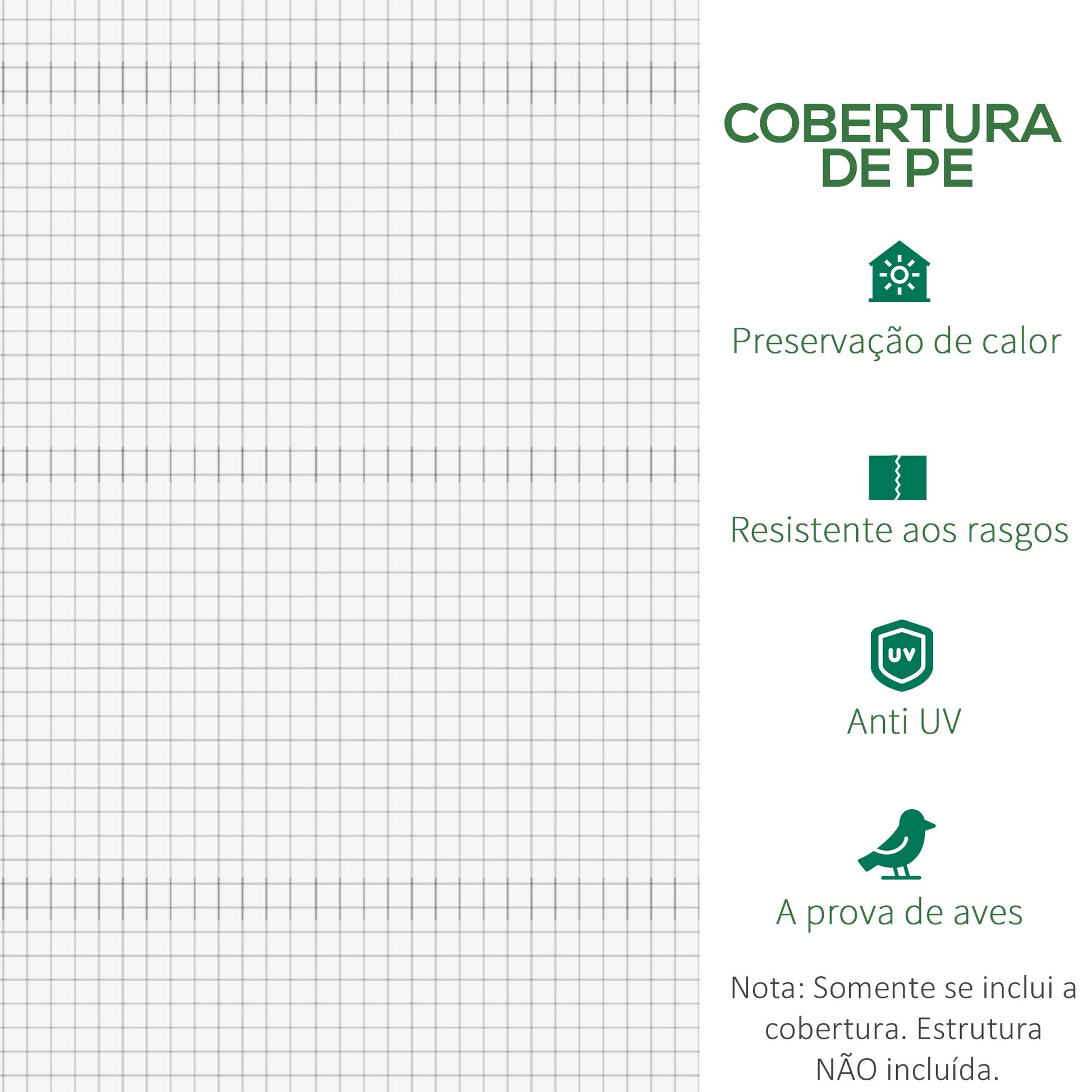 Outsunny Cobertura de Estufa de Túnel 6x3x2m Cobertura de Substituição de Estufa Polietileno com 12 Janelas e Portas Enroláveis Proteção de Plantas para Jardim Verde - A minha loja