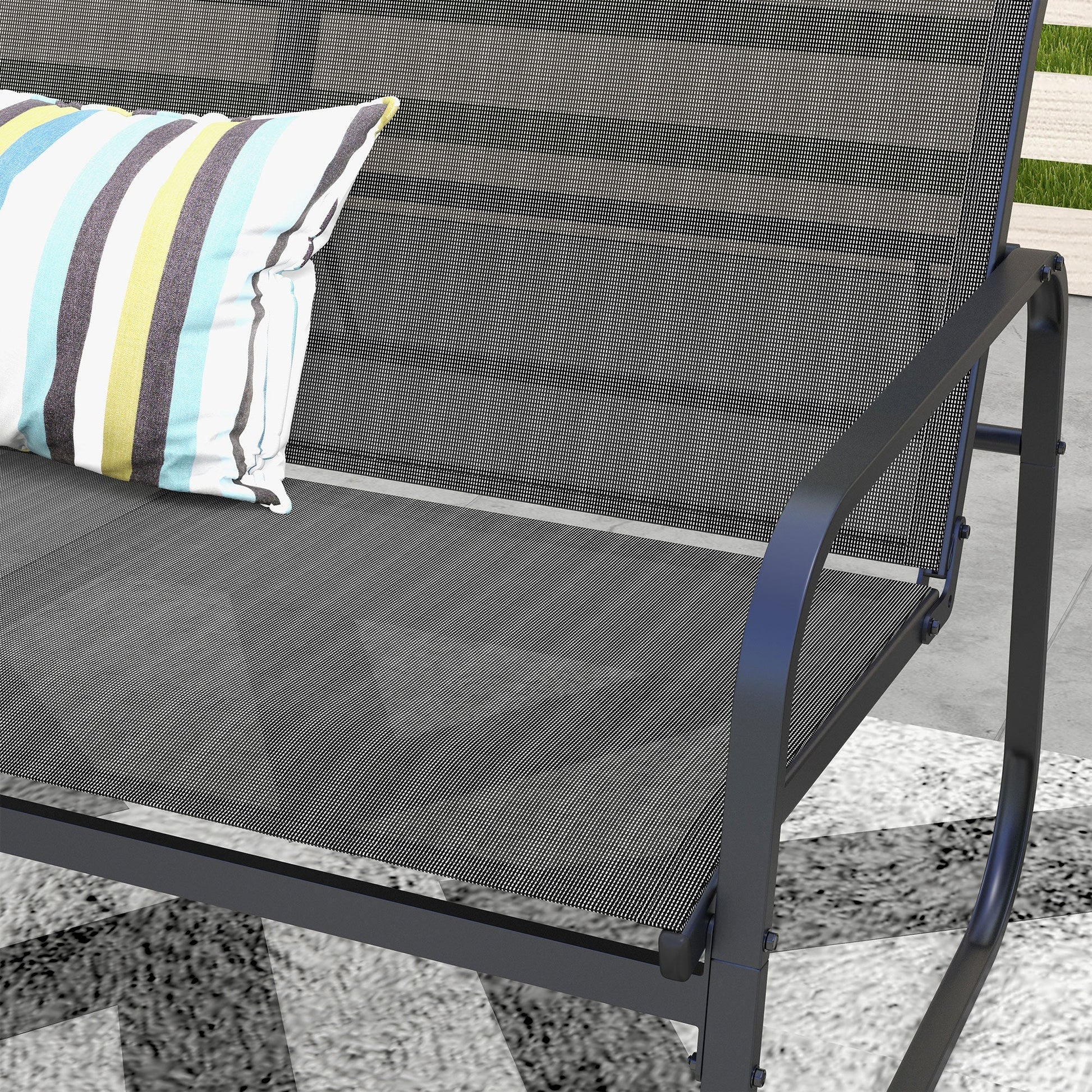 Outsunny Conjunto de Móveis de Jardim Conjunto de 4 Peças Móveis de Varanda com 2 Poltronas 1 Sofá de 2 Lugares e Mesa de Centro com Bancada de Vidro Temperado Preto - A minha loja