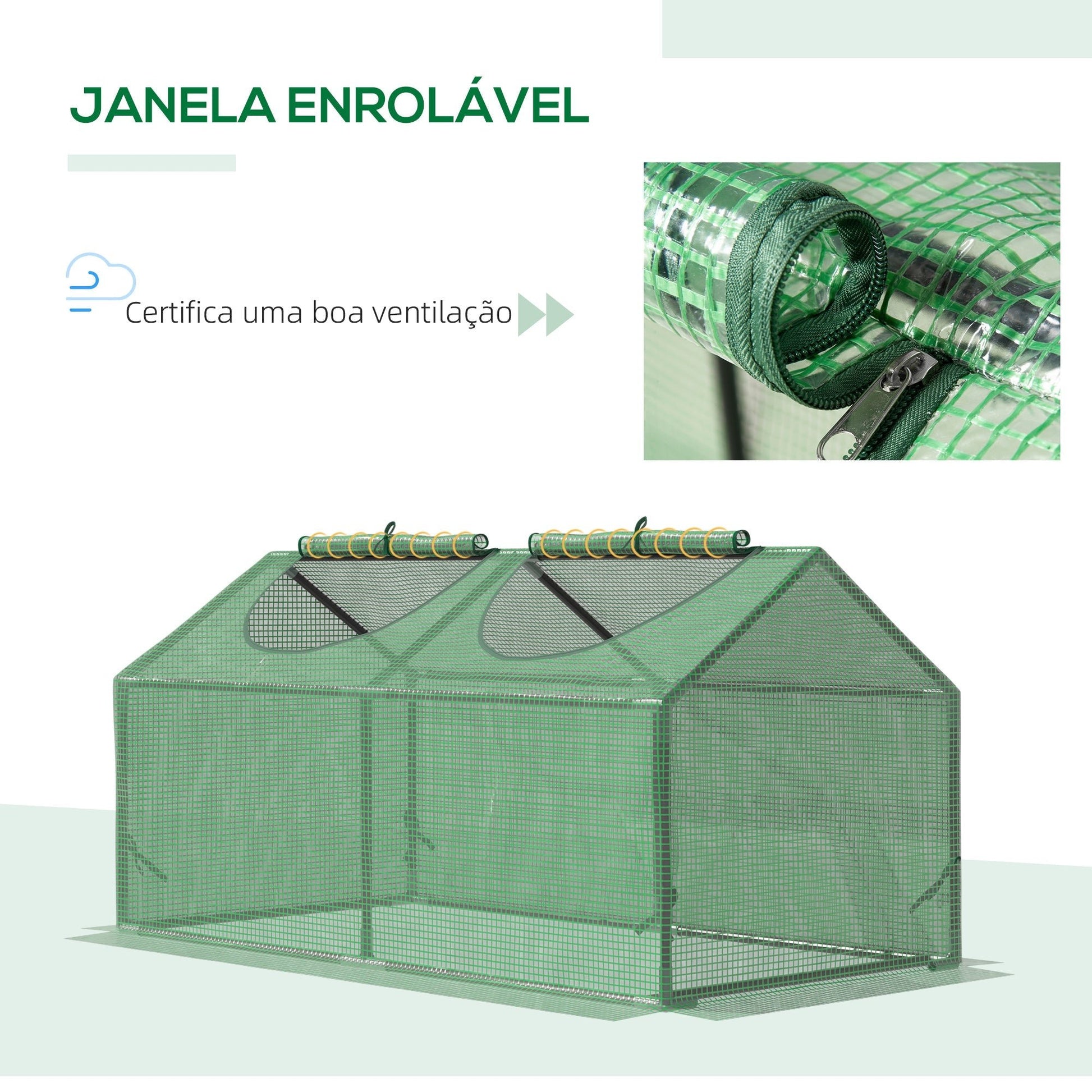 Outsunny Estufa 119x60x60cm Estufa de Jardim com 2 Janelas Enroláveis para Cultivo de Plantas Verduras Flores Verde Translúcido - A minha loja