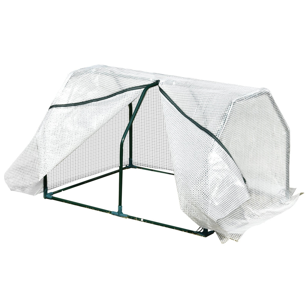Outsunny Estufa de Jardim Terraço 100x70x60cm Estufa Pequena com Zíper pra Cultivos de Plantas Flores Estrutura de Aço Cobertura PE Branco - A minha loja