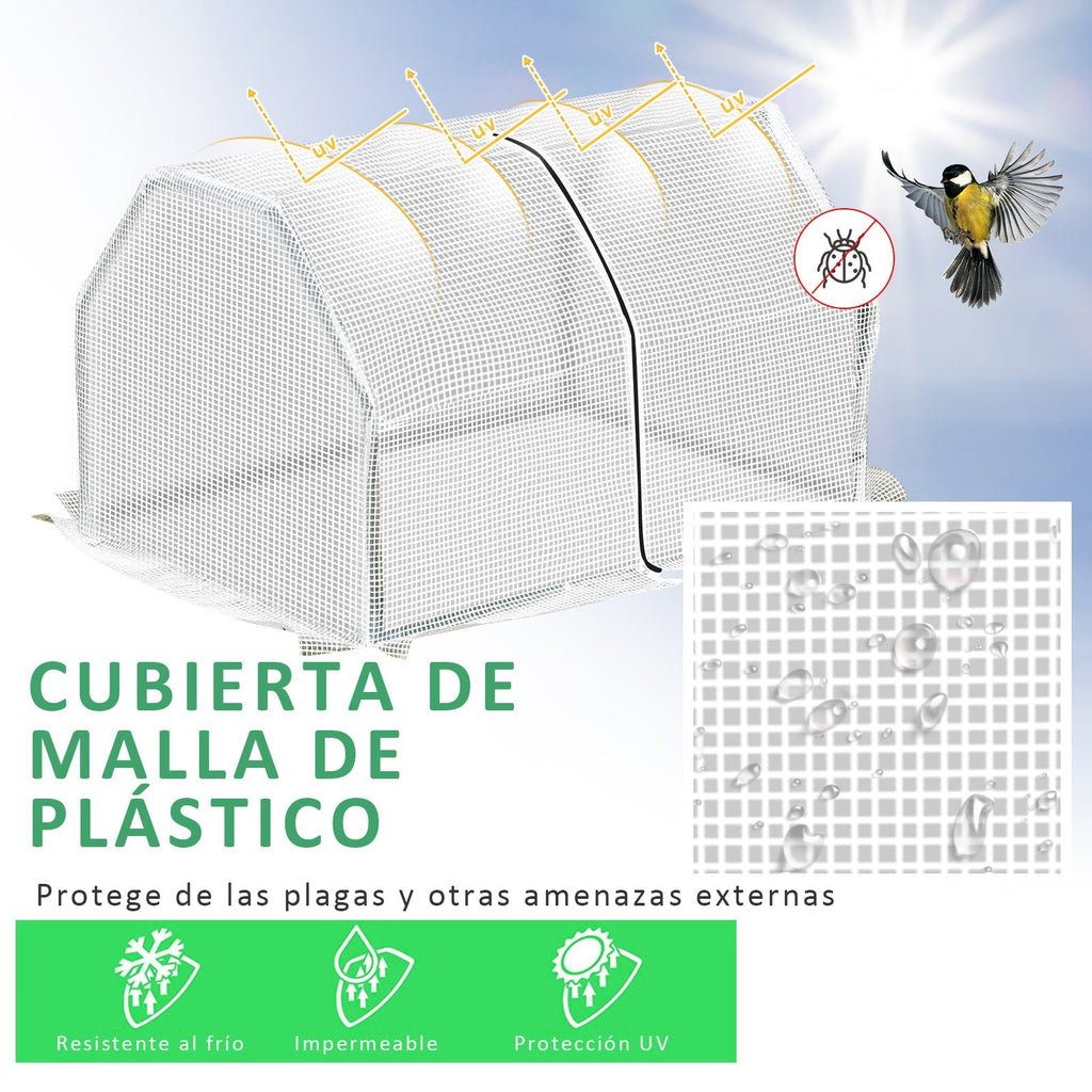 Outsunny Estufa de Jardim Terraço 100x70x60cm Estufa Pequena com Zíper pra Cultivos de Plantas Flores Estrutura de Aço Cobertura PE Branco - A minha loja