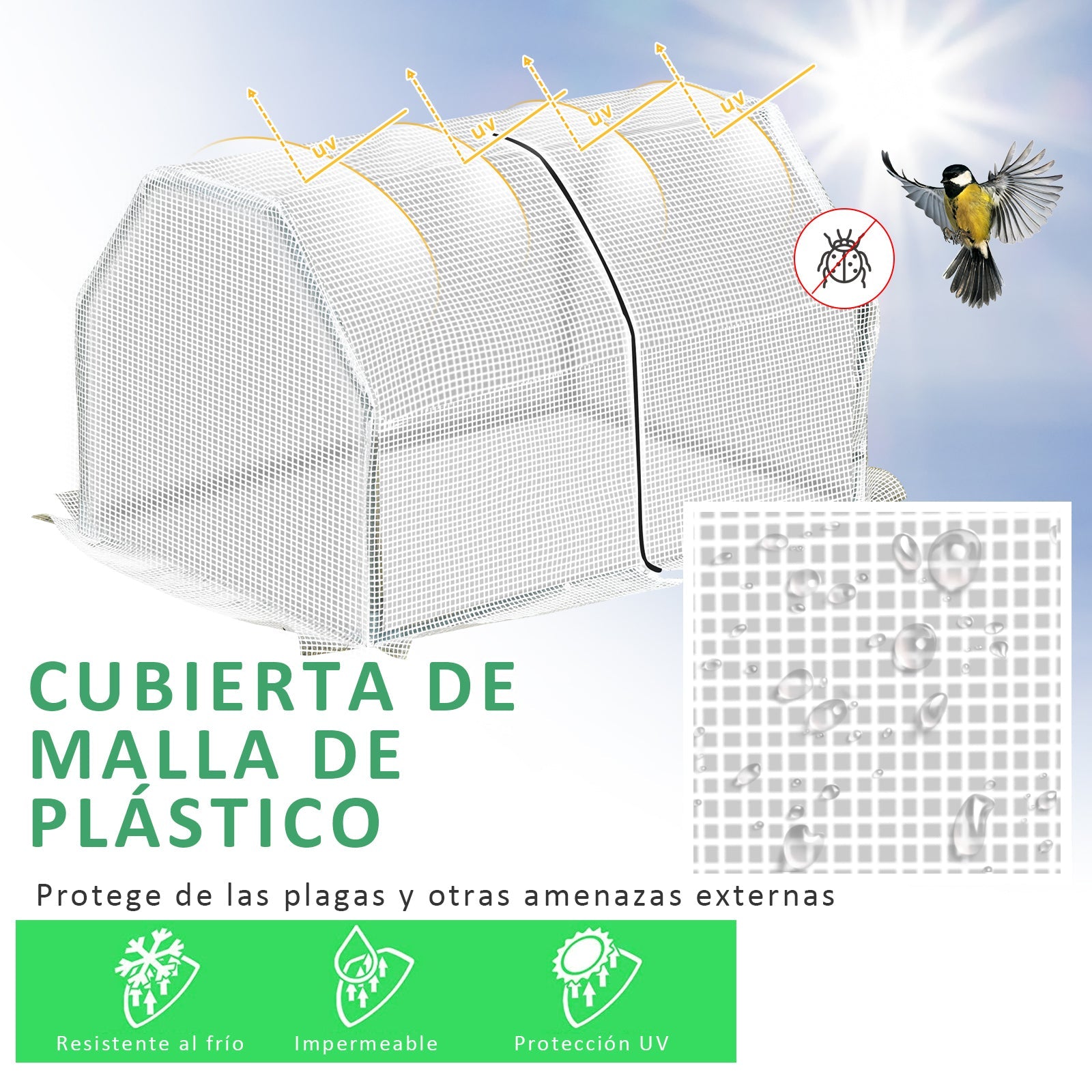 Outsunny Estufa de Jardim Terraço 100x70x60cm Estufa Pequena com Zíper pra Cultivos de Plantas Flores Estrutura de Aço Cobertura PE Branco - A minha loja