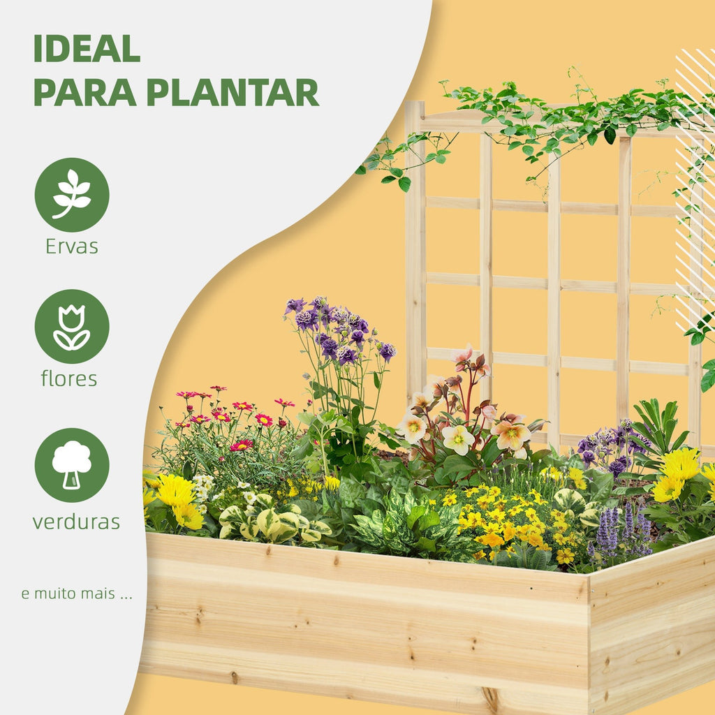 Outsunny Floreira de Madeira com Treliça Floreira de Jardim Horta Vertical para Cultivos de Verduras Flores Plantas 110x116x120 cm Madeira - A minha loja