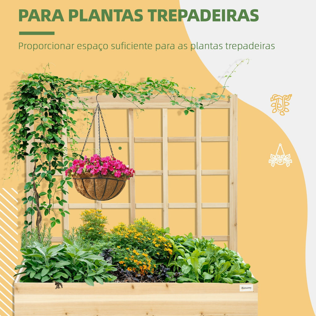 Outsunny Floreira de Madeira com Treliça Floreira de Jardim Horta Vertical para Cultivos de Verduras Flores Plantas 110x116x120 cm Madeira - A minha loja