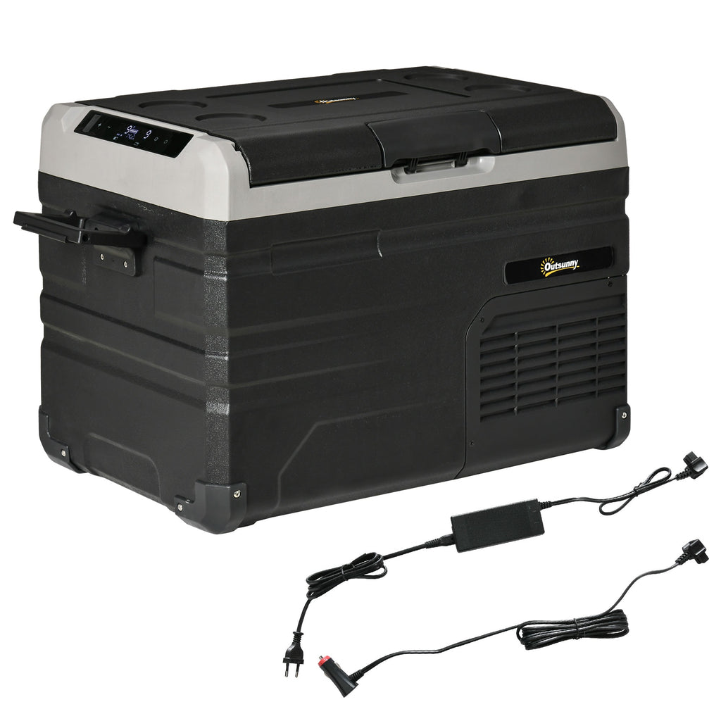 Outsunny Geleira Elétrica de Compressor Portátil 35L Geleira de Carro CC 127/24V até - 20℃ com Ecrã LED Tátil e 2 Alças Laterais 60x40x44cm Preto - A minha loja