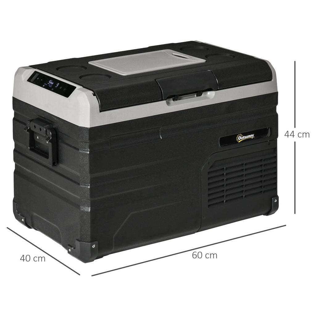 Outsunny Geleira Elétrica de Compressor Portátil 35L Geleira de Carro CC 127/24V até - 20℃ com Ecrã LED Tátil e 2 Alças Laterais 60x40x44cm Preto - A minha loja