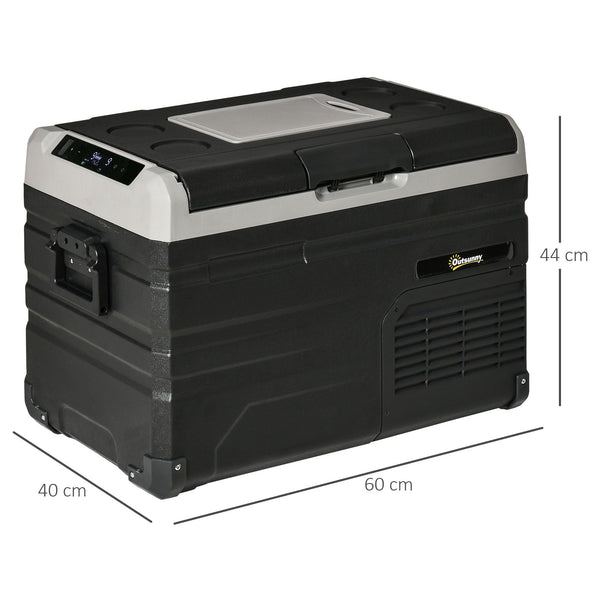 Geleira Elétrica de Compressor Portátil 35L Geleira de Carro CC 127/24V até -20℃ com Ecrã LED Tátil e 2 Alças Laterais 60x40x44cm Preto