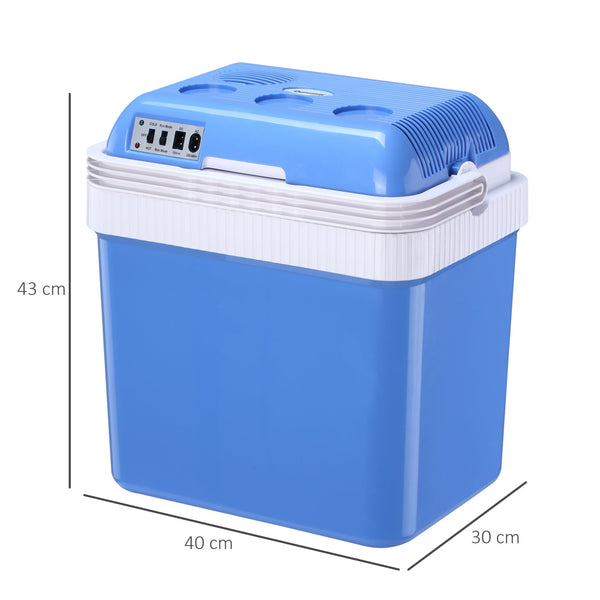 Geleira Termoelétrico Portátil 24L Geleira Elétrica para Carro com Função de Resfriamento e Aquecimento 220-240V/12V DC para Campismo Piquenique Viagens 40x30x43cm Azul