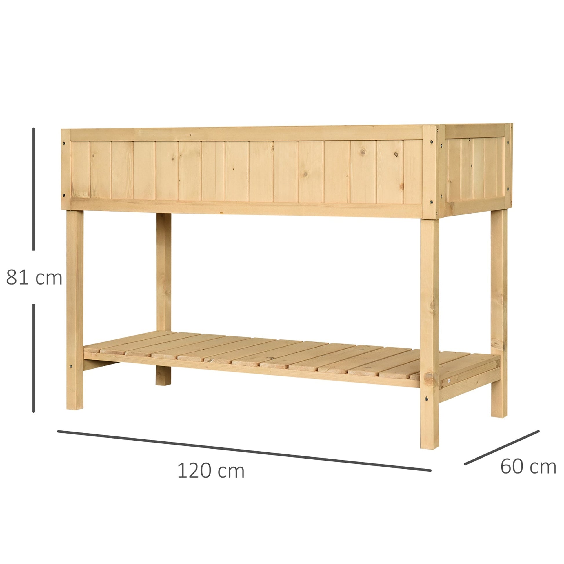 Outsunny Horta Vertical de Madeira 120x60x81cm Floreira Elevada para Cultivo de Plantas Flores com Prateleira Inferior para Jardim Terraço Exterior - A minha loja