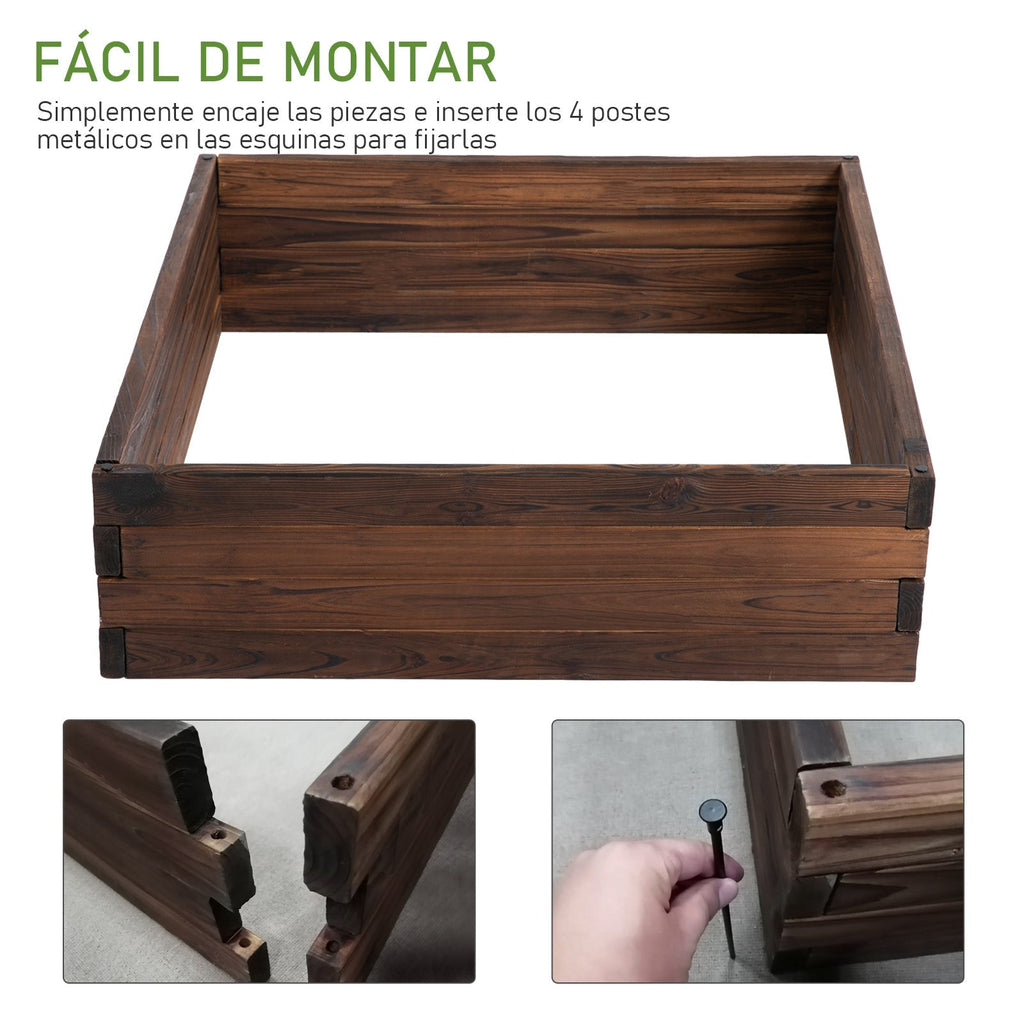 Outsunny Horta Vertical Floreira de Madeira Maciça de Abeto de Jardim para Cultivo de Plantas Flores Ervas 80x80x22,5cm Marrom - A minha loja