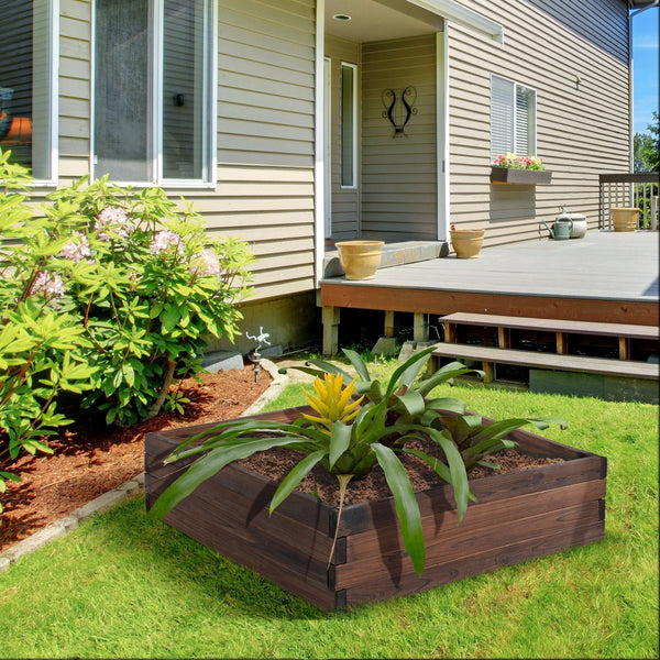 Horta Vertical Floreira de Madeira Maciça de Abeto de Jardim para Cultivo de Plantas Flores Ervas 80x80x22,5cm Marrom