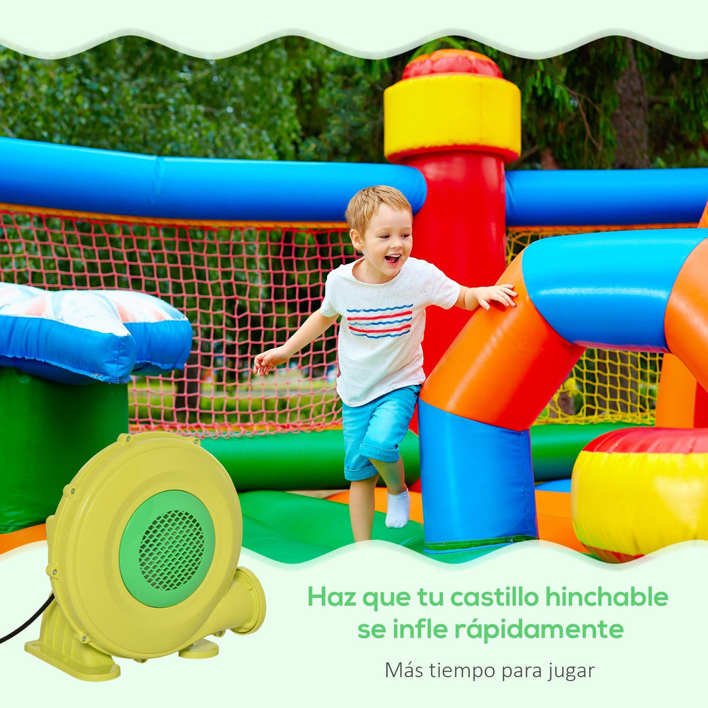 Outsunny Insuflador Elétrico de 450W para Castelo Inflável Ventilador de Ar Industrial para Brinquedos Infláveis 35x26x33,5cm Amarelo e Verde - A minha loja