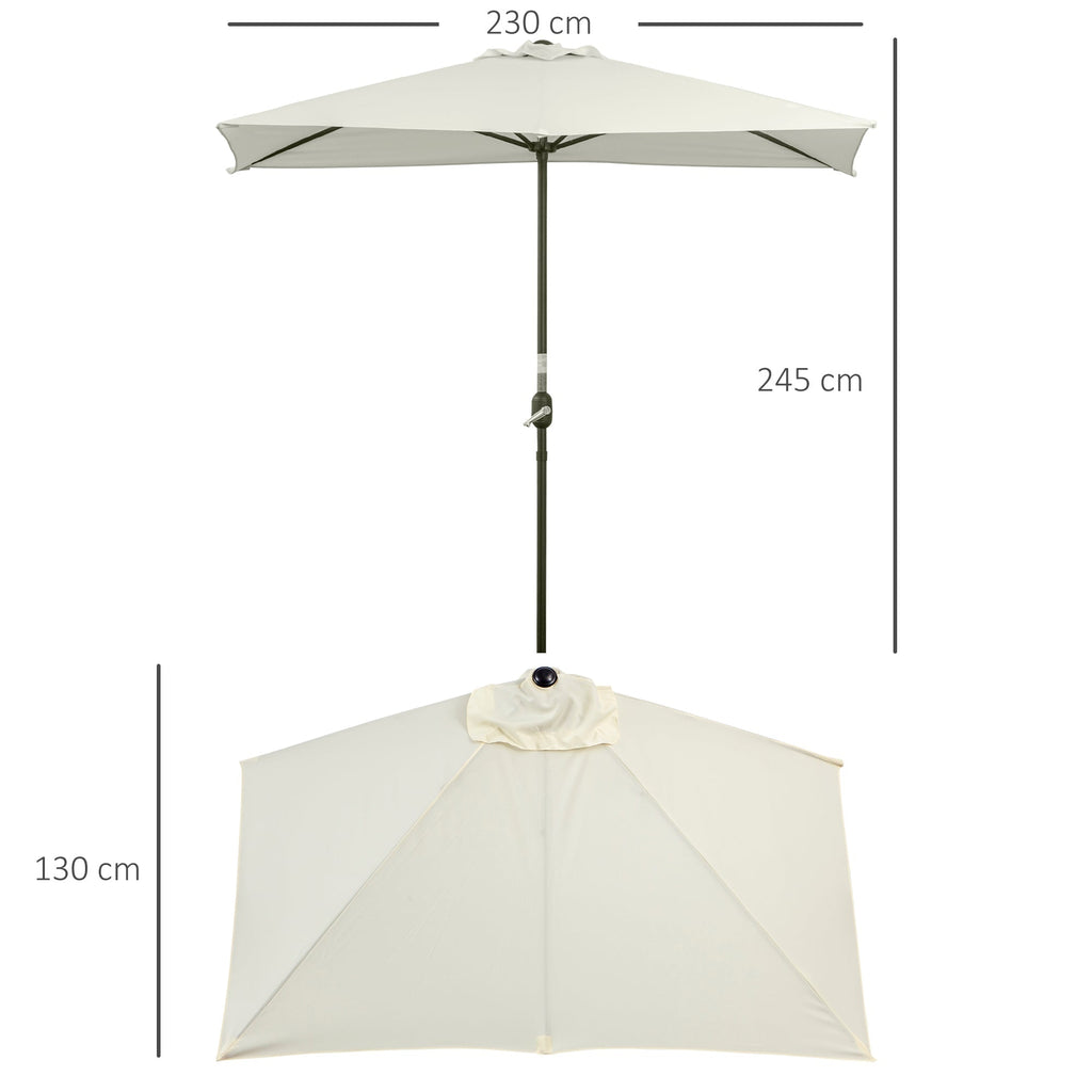 Outsunny Meia chapéu de sol 230x130x245 cm Chapéu de sol para Parede Jardim com Manivela e Vara Metálica Ø38 mm Terraço Varanda Bege - A minha loja