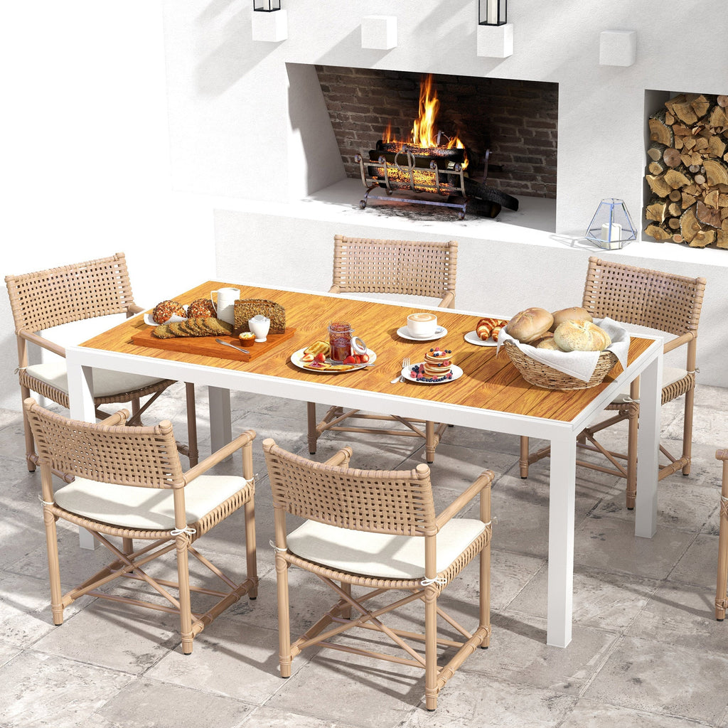 Outsunny Mesa de Jardim Extensível Mesa de Jantar Exterior Mesa de Terraço Retangular para 6 - 8 Pessoas com Estrutura de Alumínio Capacidade 50 kg para Varanda 180/240x94x73 cm Marrom - A minha loja