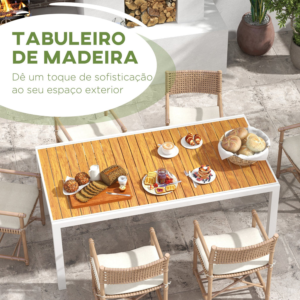 Outsunny Mesa de Jardim Extensível Mesa de Jantar Exterior Mesa de Terraço Retangular para 6 - 8 Pessoas com Estrutura de Alumínio Capacidade 50 kg para Varanda 180/240x94x73 cm Marrom - A minha loja