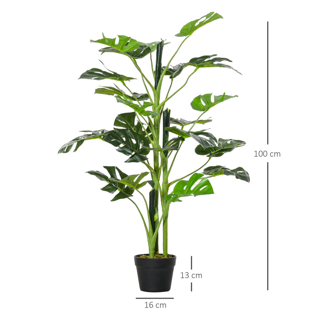 Outsunny Monstera Planta Artificial com Vaso Árvore Tropical Sintética com 21 Folhas Ø16x100 cm Verde - A minha loja