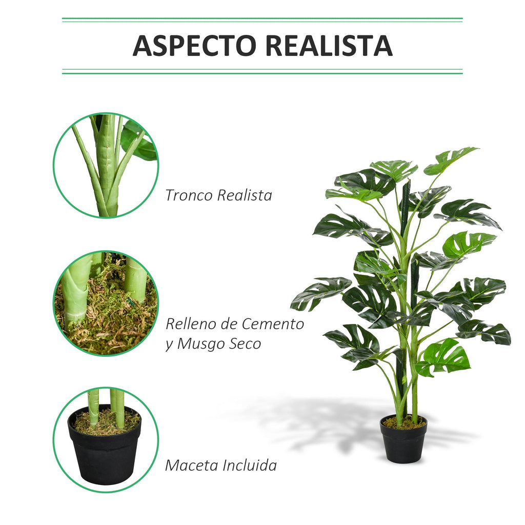 Outsunny Monstera Planta Artificial com Vaso Árvore Tropical Sintética com 21 Folhas Ø16x100 cm Verde - A minha loja