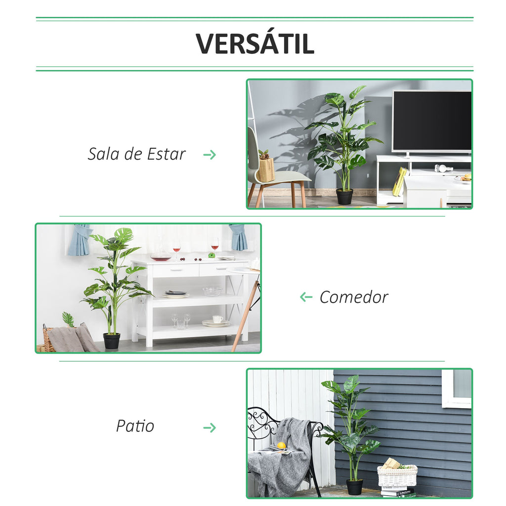 Outsunny Monstera Planta Artificial com Vaso Árvore Tropical Sintética com 21 Folhas Ø16x100 cm Verde - A minha loja