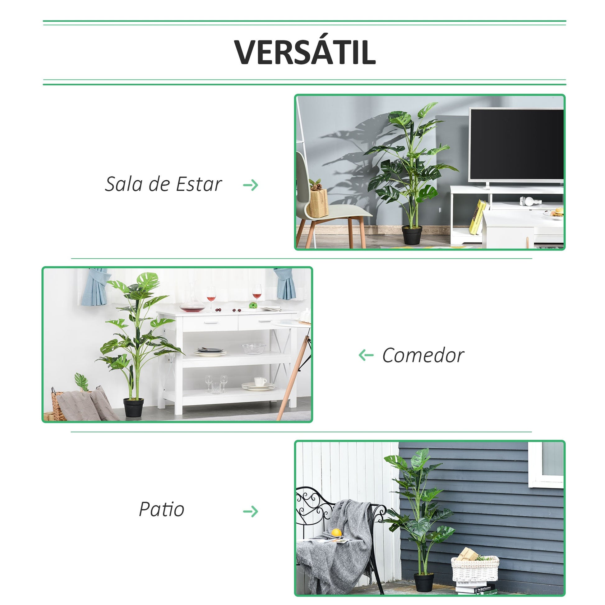 Outsunny Monstera Planta Artificial com Vaso Árvore Tropical Sintética com 21 Folhas Ø16x100 cm Verde - A minha loja