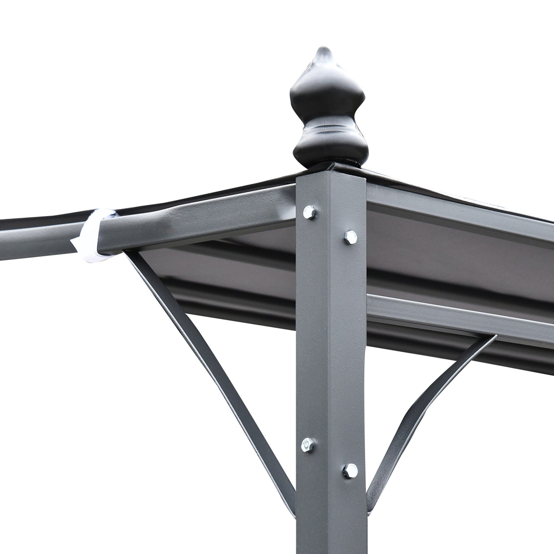Outsunny Pérgola de Jardim 4x3m Pérgola Montada na Parede com Toldo e 16 Orifícios de Drenagem para Pátio Terraço Metal e Poliéster 180 g/m² Resistente Cinza - A minha loja