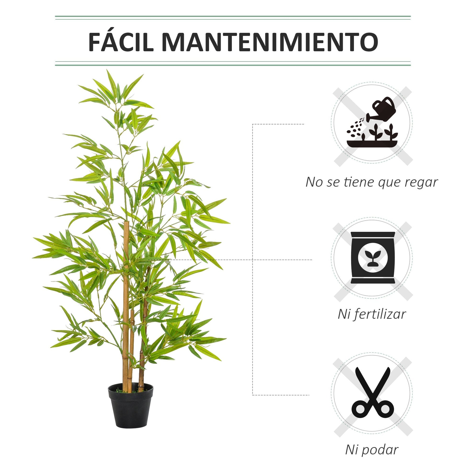 Outsunny Planta de Bambú Artificial no Vaso 120cm Planta Artificial Decorativa para Interior e Exterior Casa Sala de Estar Escritório Verde - A minha loja