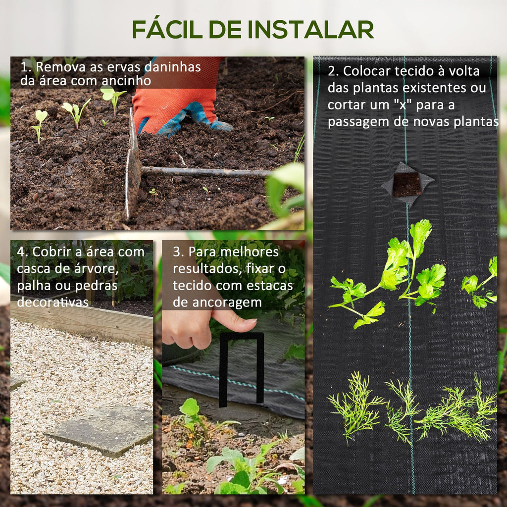 Outsunny Rolo de Malha Anti - Ervas 1x100 m Malha Geotêxtil 60 g/m² para Controlo de Ervas Daninhas de Jardim Malha Anti - Ervas Preta - A minha loja