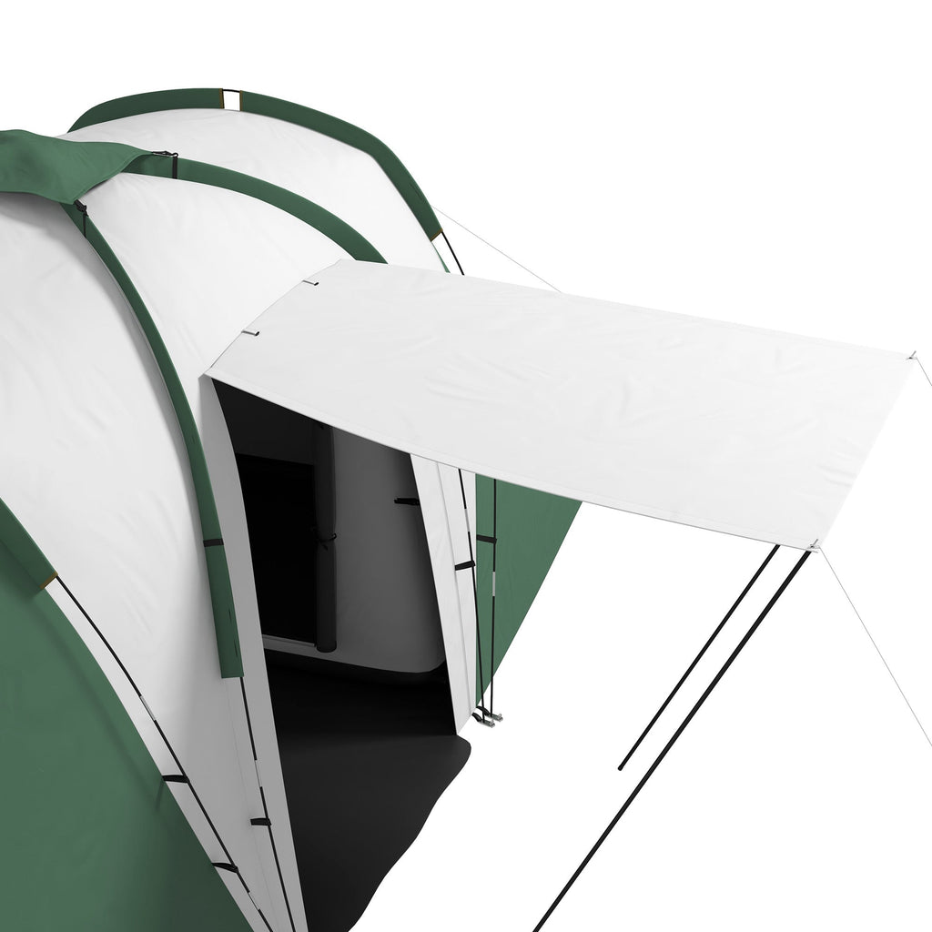 Outsunny Tenda de Campismo Familiar para 4 - 6 Pessoas com 2 Dormitórios Tenda de Campismo Grande Impermeável 3000 mm com Bolsa de Transporte 555x225x190 cm Cinza e Verde - A minha loja