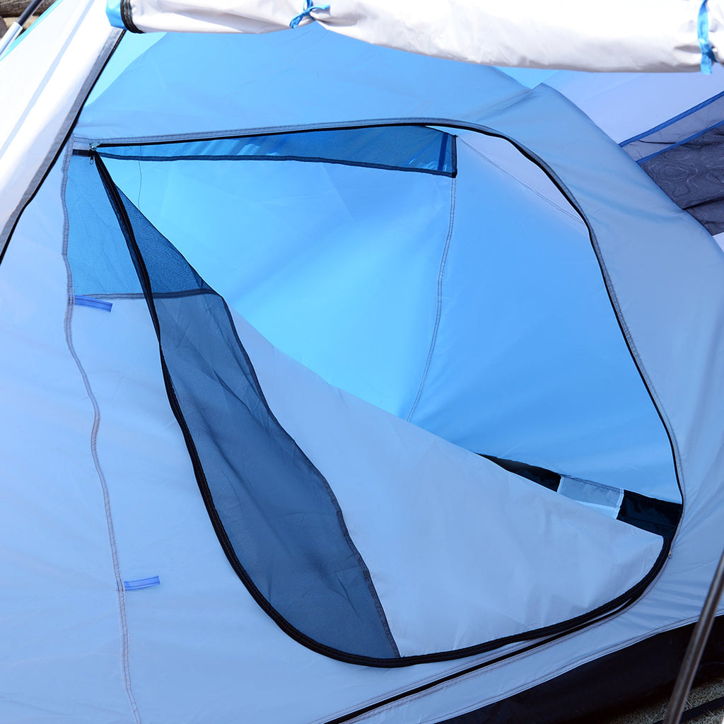 Outsunny Tenda de Campismo Familiar para 4 - 6 Pessoas Tenda de Campismo Dobrável com Bolsa de Transporte Impermeável para Praia Parque 430x240x170 cm Azul e Branco - A minha loja