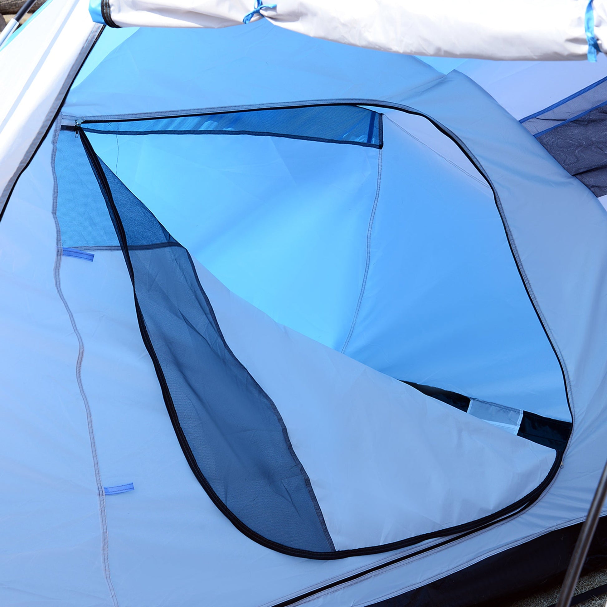 Outsunny Tenda de Campismo Familiar para 4 - 6 Pessoas Tenda de Campismo Dobrável com Bolsa de Transporte Impermeável para Praia Parque 430x240x170 cm Azul e Branco - A minha loja