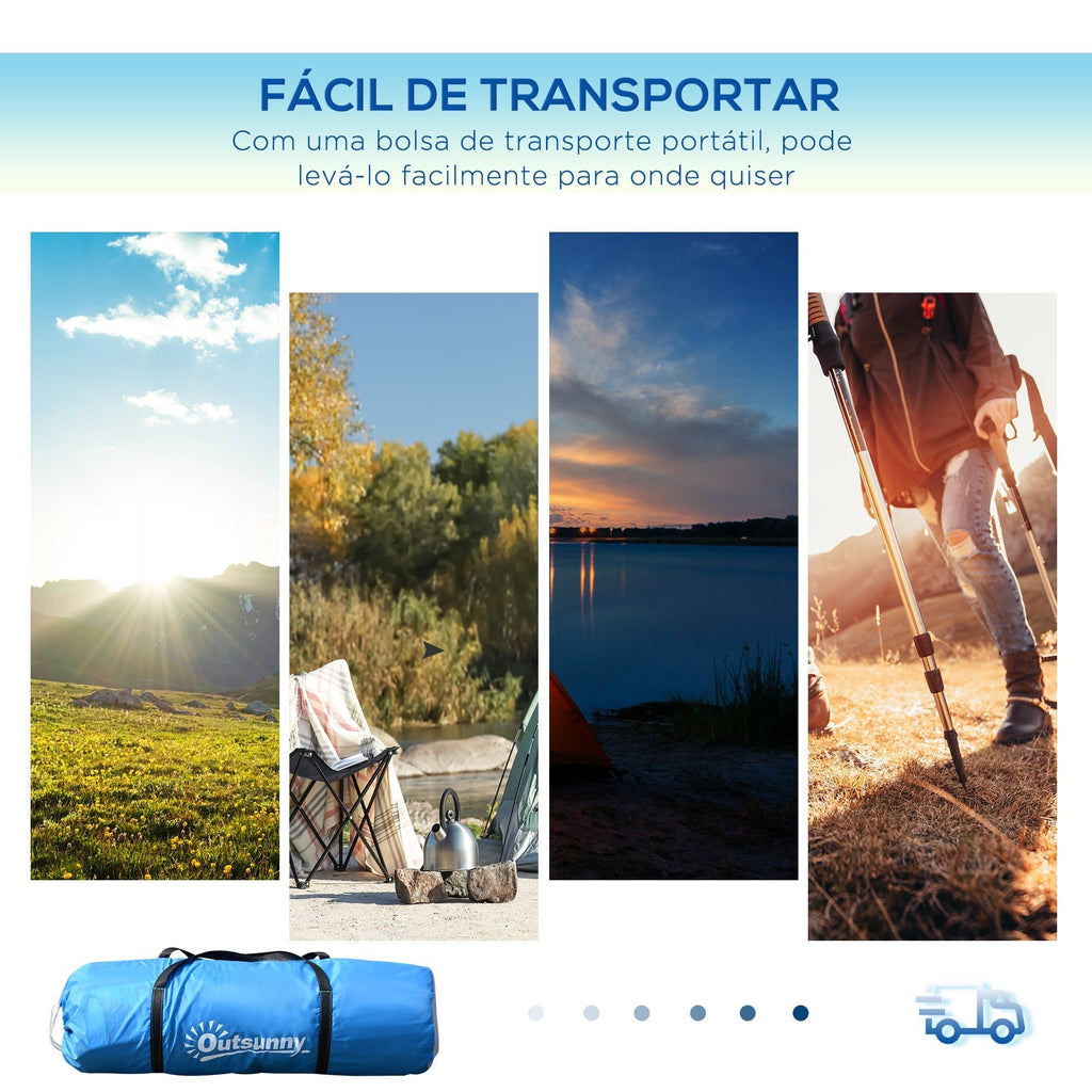 Outsunny Tenda de Campismo Familiar para 4 - 6 Pessoas Tenda de Campismo Dobrável com Bolsa de Transporte Impermeável para Praia Parque 430x240x170 cm Azul e Branco - A minha loja