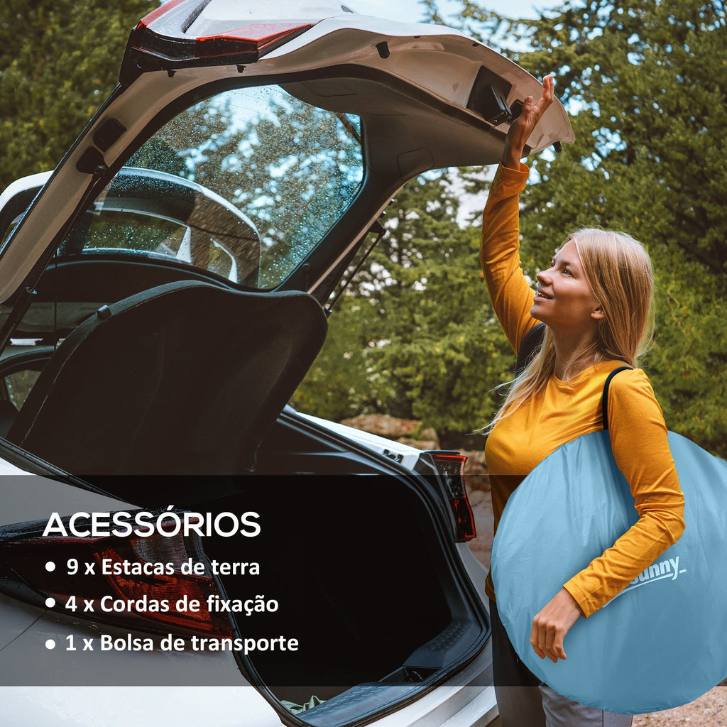 Outsunny Tenda de Campismo para 2 - 3 Pessoas Tenda de Campismo Impermeável de 2000 mm com Bolsa de Transporte para Campismo Pesca Trekking 245x148x105 cm Azul - A minha loja