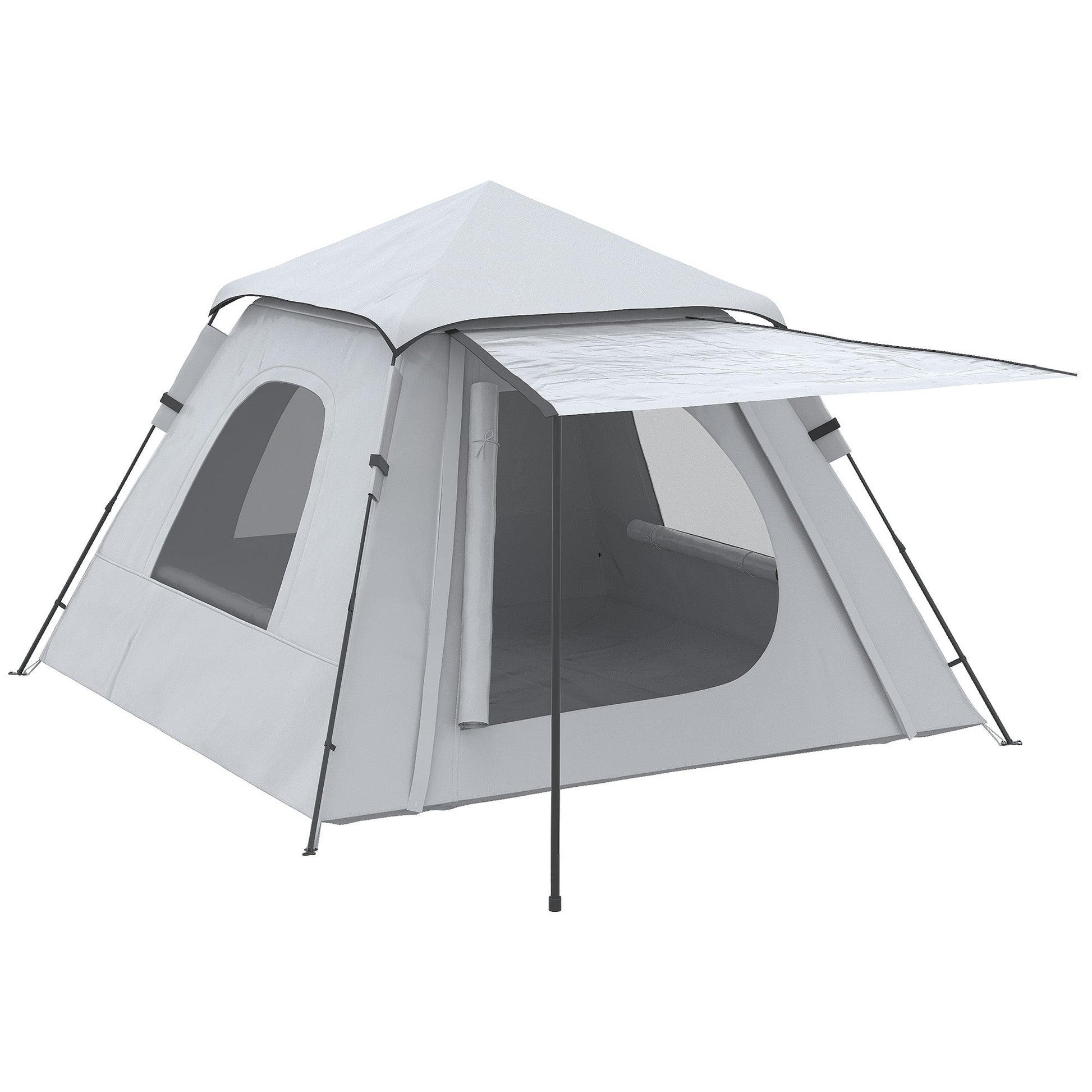 Outsunny Tenda de Campismo para 2 - 3 Pessoas Tenda de Campismo Impermeável PU2000 mm Proteção UV50+ com Bolsa de Transporte 210x210x150 cm Prata - A minha loja