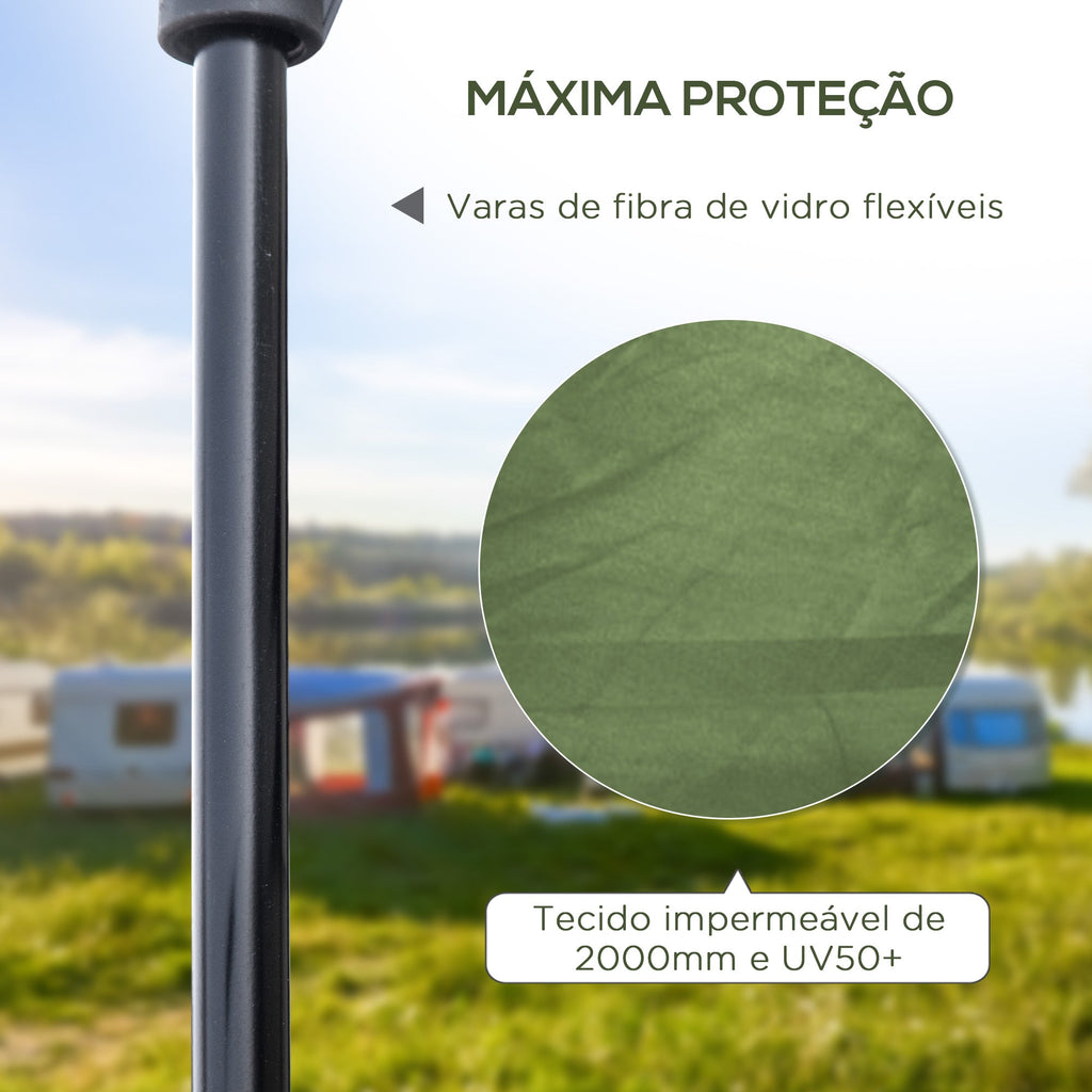 Outsunny Tenda de Campismo para 2 - 3 Pessoas Tenda de Campismo Impermeável PU2000 mm Proteção UV50+ com Bolsa de Transporte 210x210x150 cm Verde - A minha loja