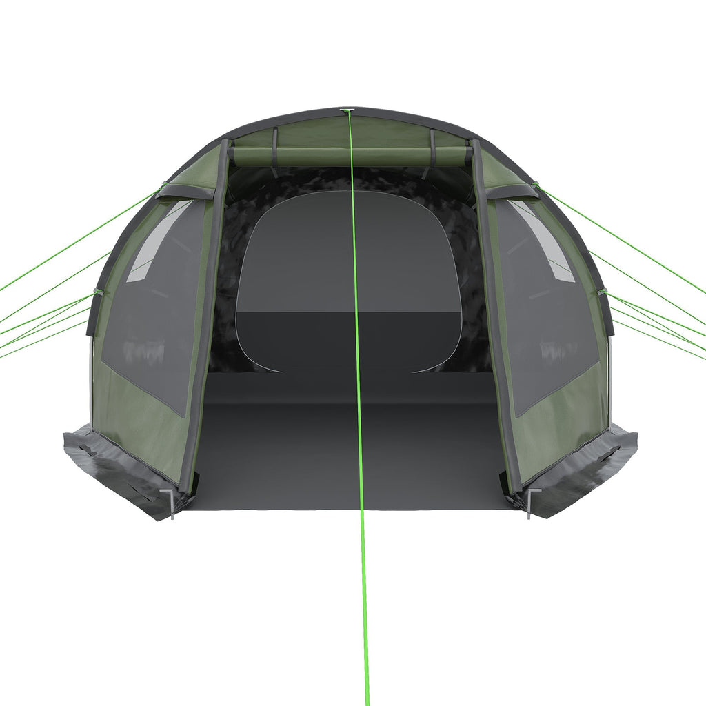 Outsunny Tenda de Campismo para 3 - 4 Pessoas Impermeável PU2000 mm com Proteção UV30+ Janelas e Bolsa de Transporte 475x264x172 cm Verde - A minha loja