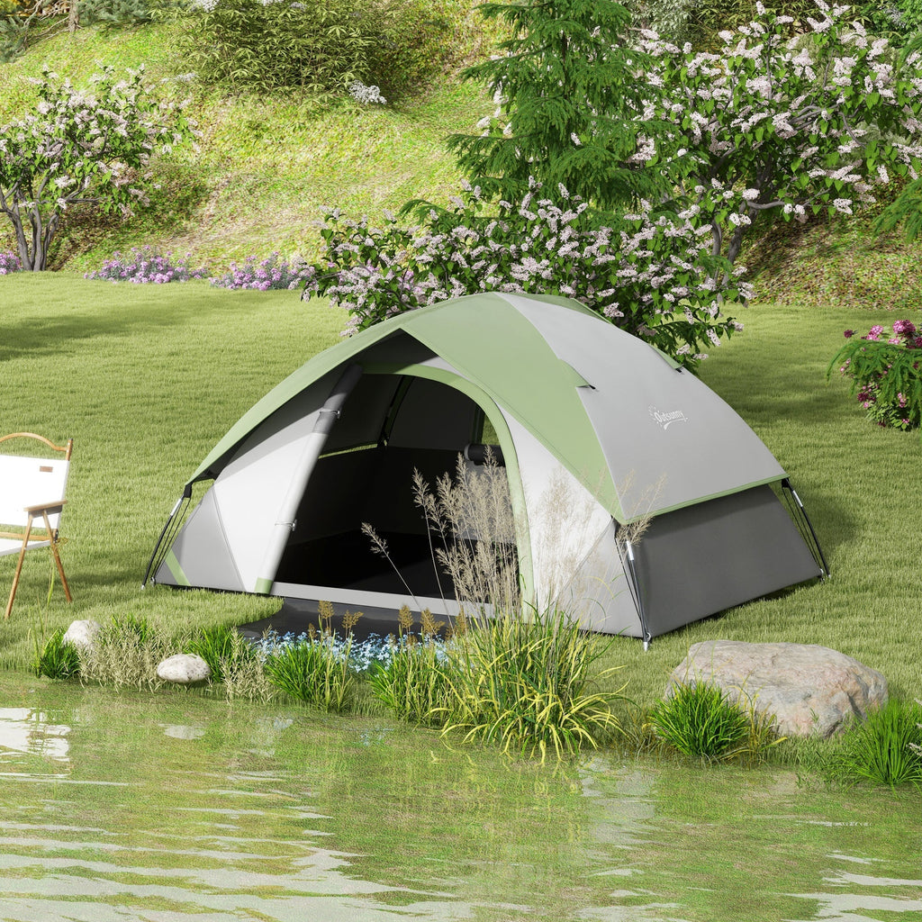 Outsunny Tenda de Campismo para 4 - 5 Pessoas Tenda de Campismo Dobrável com Janela e Bolsa de Transporte Impermeável 3000 mm 270x210x150 cm Verde - A minha loja
