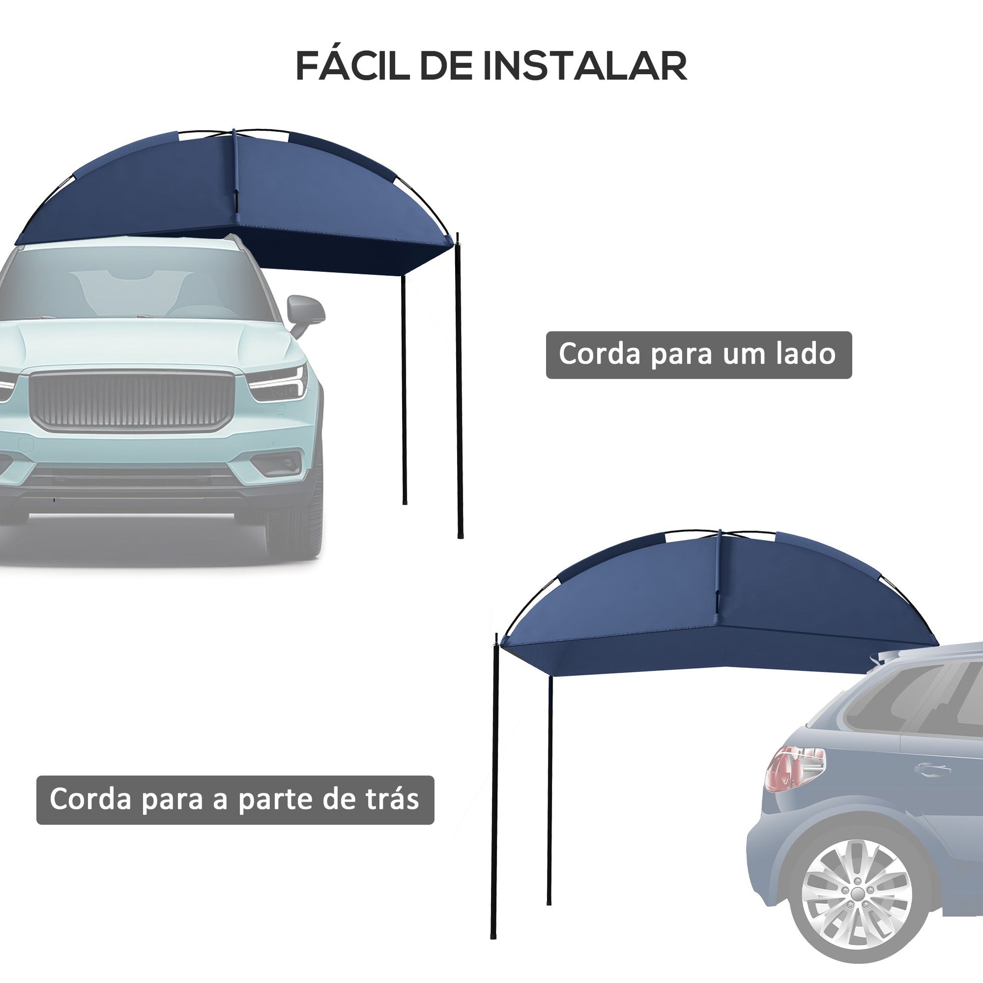 Outsunny Toldo para Carro Abrigo para Campismo com Altura Ajustável e Bolsa de Transporte Impermeável Anti - UV para Piquenique Praia 290x278x230 - 260 cm Azul Marrinho - A minha loja