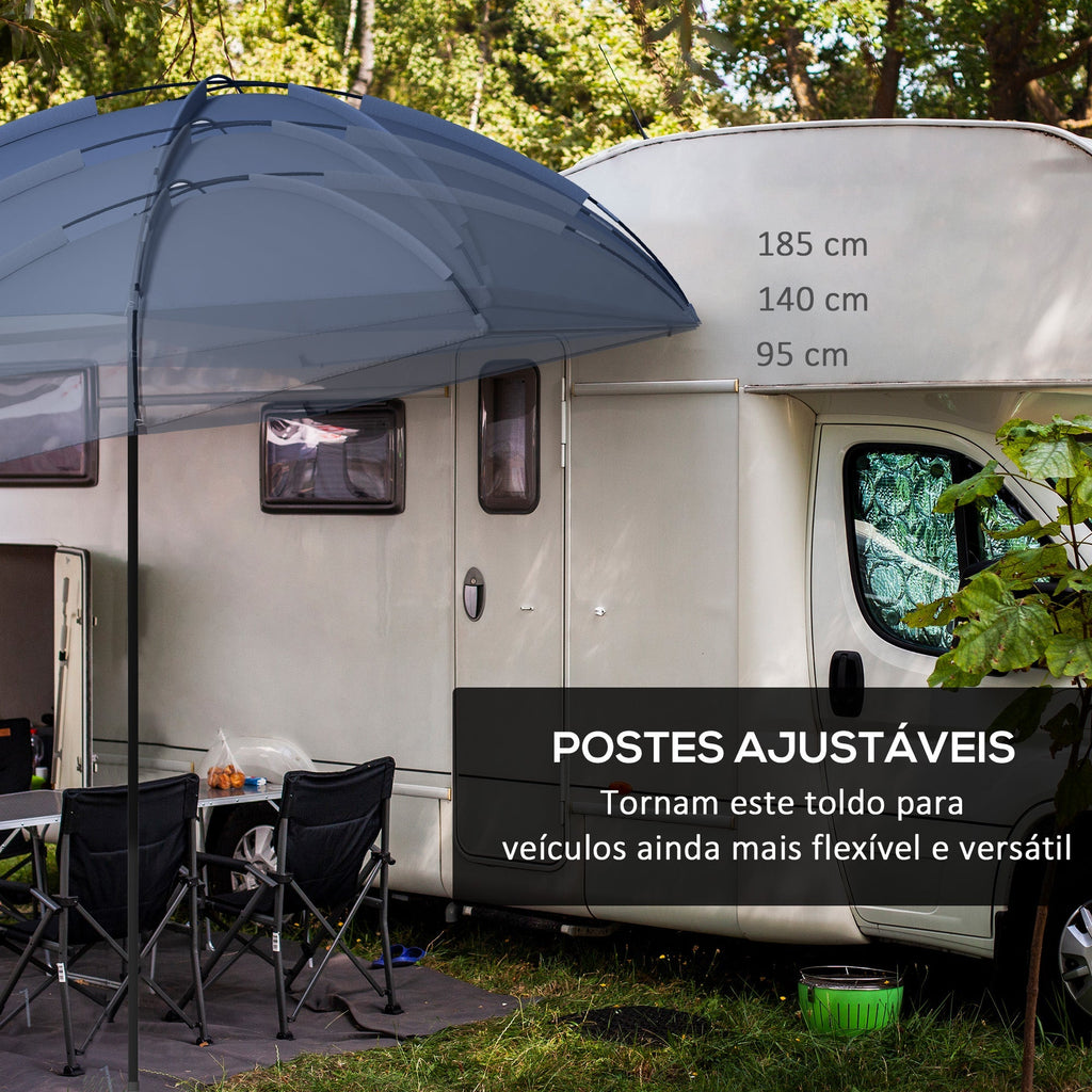 Outsunny Toldo para Carro Abrigo para Campismo com Altura Ajustável e Bolsa de Transporte Impermeável Anti - UV para Piquenique Praia 290x278x230 - 260 cm Azul Marrinho - A minha loja