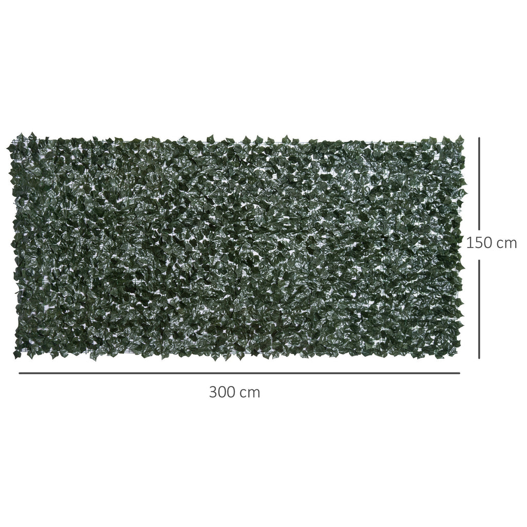 Outsunny Vedação Artificial em Rolo 3,1,5m Vedação de Privacidade para Balcão Jardim Exterior Planta Decorativa de Parede PE Verde - A minha loja