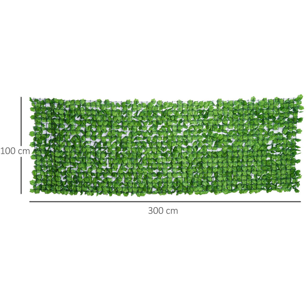 Outsunny Vedação Artificial em Rolo 3m Vedação de Privacidade para Balcão Jardim Exterior Planta Decorativa de Parede PE Verde - A minha loja