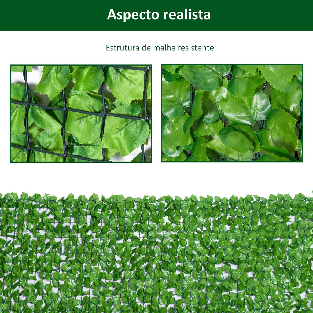 Outsunny Vedação Artificial em Rolo 3x1,5m Vedação de Privacidade para Balcão Jardim Exterior Planta Decorativa de Parede PE Verde - A minha loja