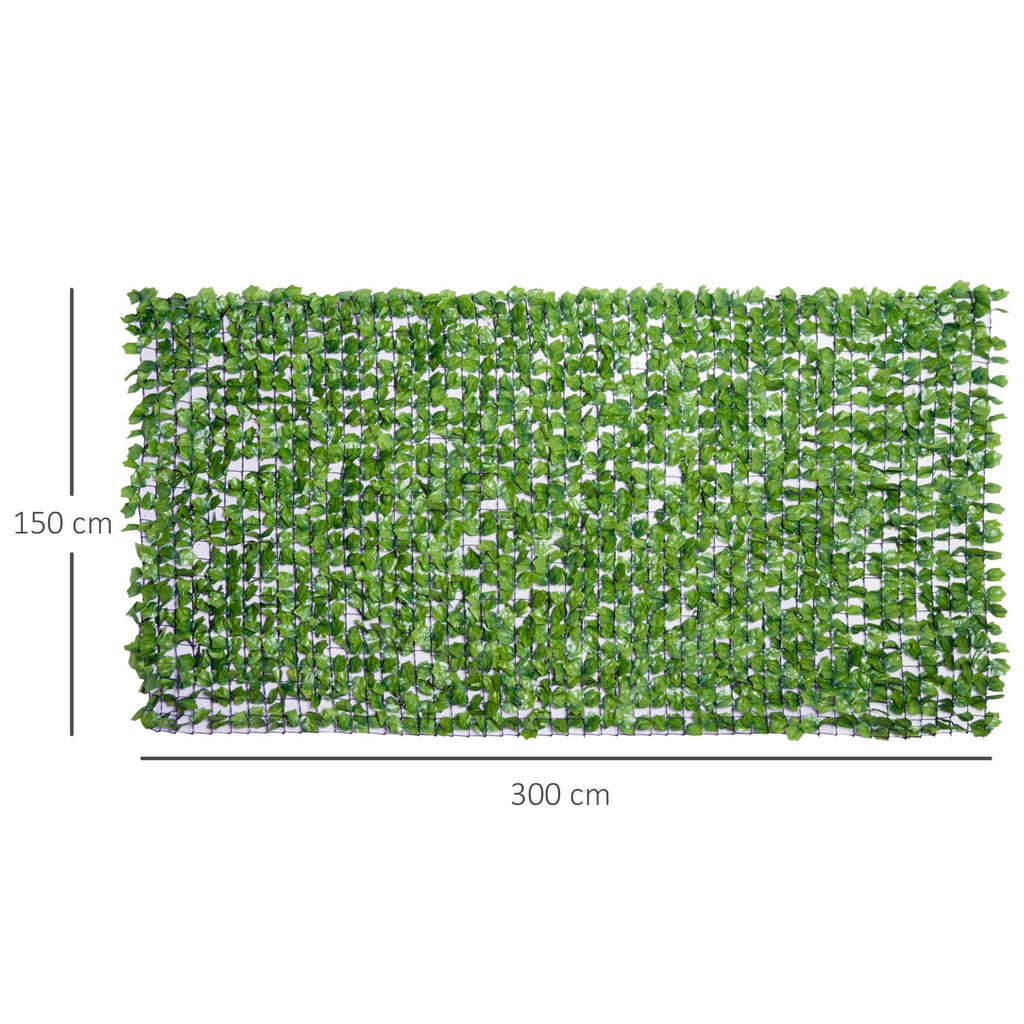 Outsunny Vedação Artificial em Rolo 3x1,5m Vedação de Privacidade para Balcão Jardim Exterior Planta Decorativa de Parede PE Verde - A minha loja