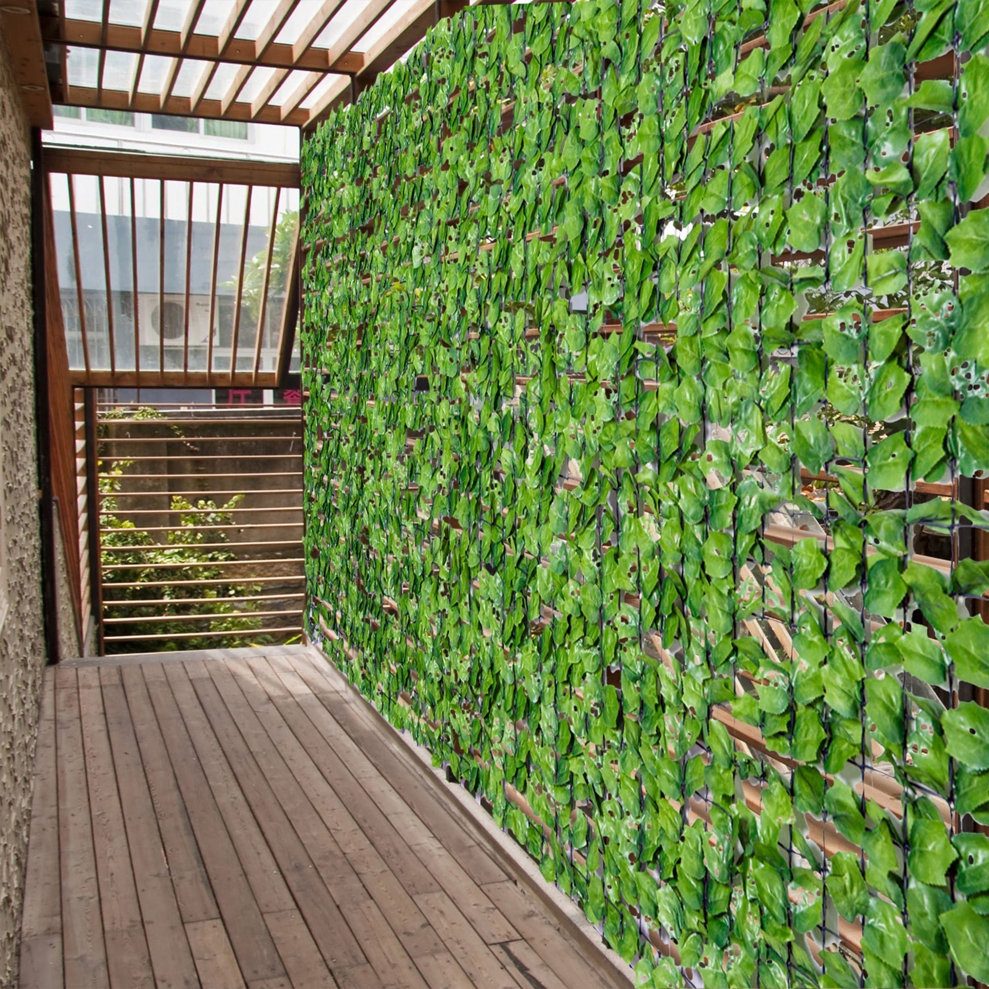 Outsunny Vedação Artificial em Rolo 3x1,5m Vedação de Privacidade para Balcão Jardim Exterior Planta Decorativa de Parede PE Verde - A minha loja