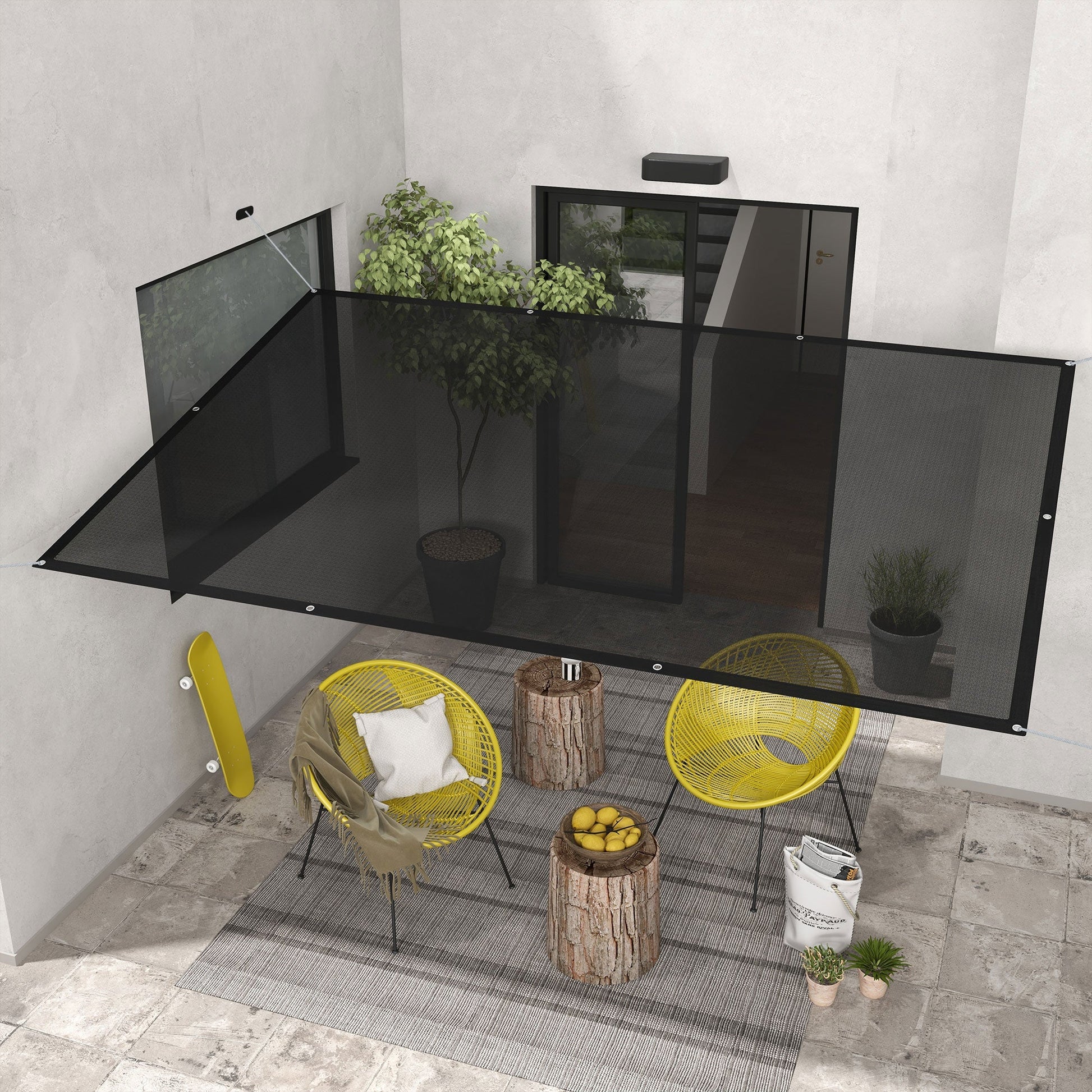 Outsunny Vela de Sombra Retangular 3x2 m Toldo Vela para Jardim Proteção Solar 65% Transpirável e Anticongelante para Pátio Terraço Varanda Preto - A minha loja