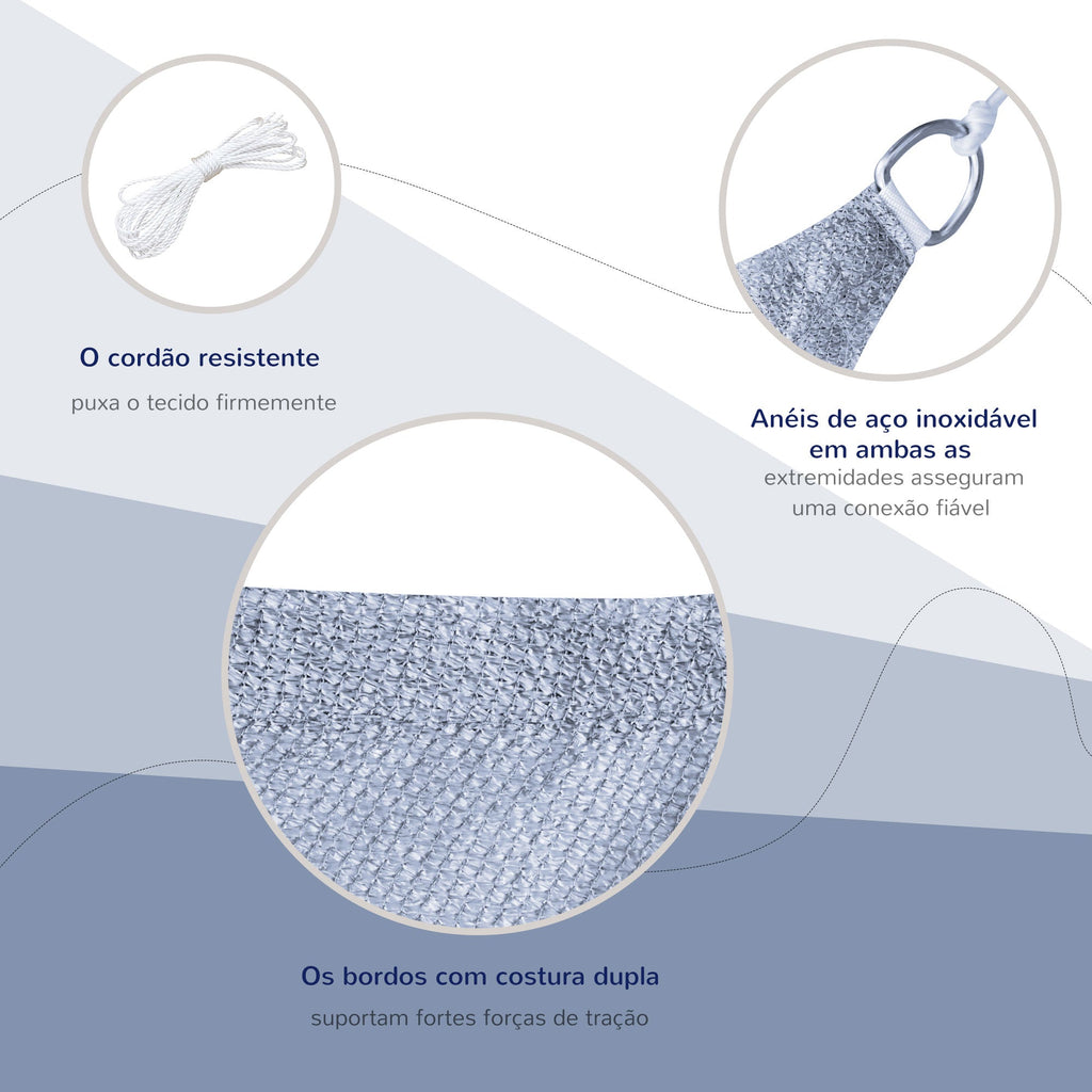 Outsunny Vela de Sombra Retangular 4x3 m Toldo Vela com Proteção UV Bolsa de Transporte Anéis de Aço Inoxidável e Cordas para Jardim Pátio Cinza - A minha loja